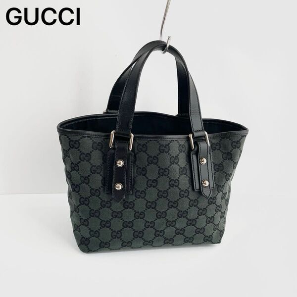 【美品】GUCCI グッチ ミニ トートバッグ ハンドバッグ GGキャンバス×レザー