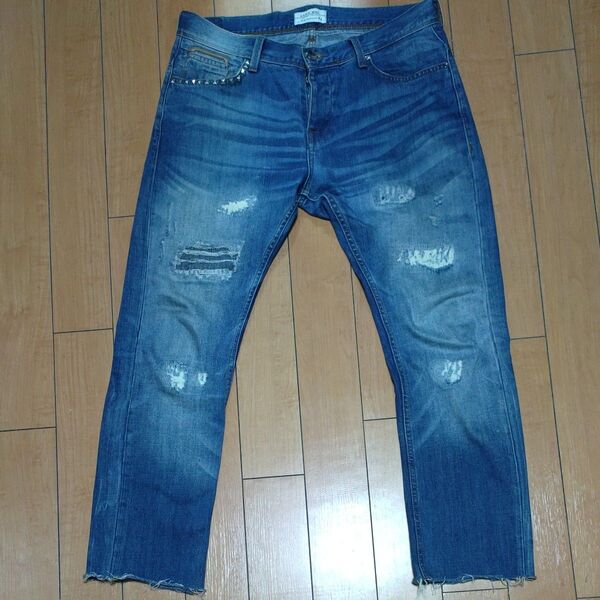 【値下中】ZARA MAN ダメージ加工 スタッズ加工 デニムパンツ