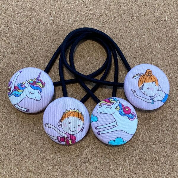 ヘアゴム くるみボタン ハンドメイド バレエバレリーナユニコーンゆめかわいい子供親子姉妹おそろいセット大人