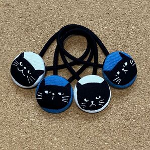 ヘアゴム くるみボタン ハンドメイド ねこネコ猫アニマル柄子供親子姉妹おそろいセット大人