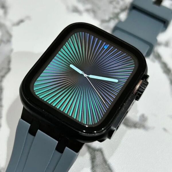 ケース付き黒銀【絶対最安】Apple Watch AppleWatch アップルウォッチ ベルト バンド カバー ケース