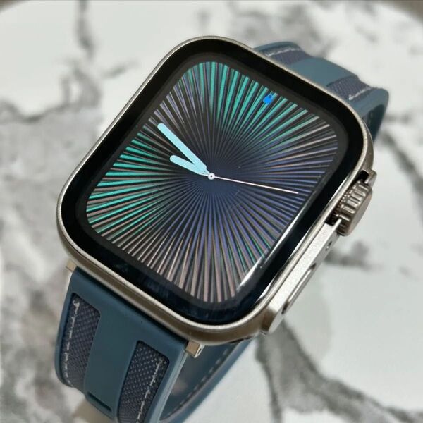 ケース付き【絶対最安】シリコン青 Apple Watch AppleWatch アップルウォッチ ベルト バンド カバー ケース