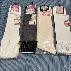 ハイソックス ロリータ コスプレ 4足セット お買い得 眞白ありす 月雲巫女 イモちゃん ホワイト ブラック キュート 大人気