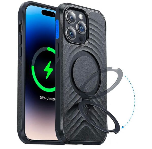 MagSafe対応 iPhone14ProMax 耐衝撃 ブラック スマホケース