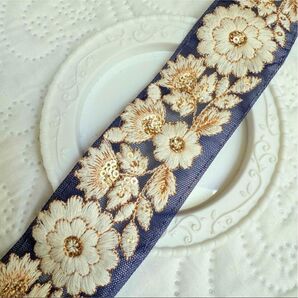 【在庫限り】インド刺繍リボン140㎝