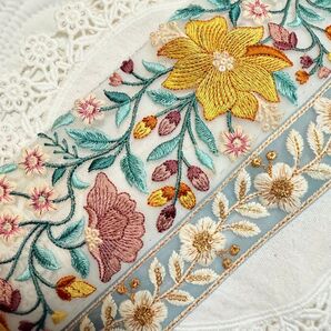 【おまとめ対象外】7月お得!インド刺繍リボン1M×2本