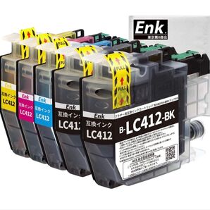 Enk ブラザー用 LC412-4PK+BK 5本パック インク