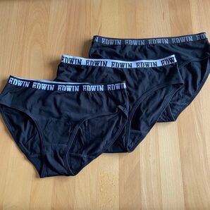 パンツ 下着 ショーツ EDWIN エドウィン 新品 未使用 3枚セット セット まとめ売り 黒 黒色ブラック かっこいい L