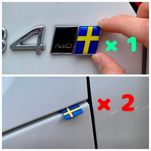ボルボ VOLVO リアエンブレム スウェーデン 国旗 & ラバーステッカー2枚