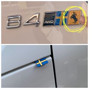 ボルボ VOLVO カスタム リアエンブレム エンブレム エルク 跳ねエルク & ラバーステッカー1枚
