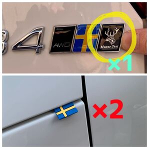 ボルボ VOLVO リア エンブレム Moose test&ラバーステッカー2枚