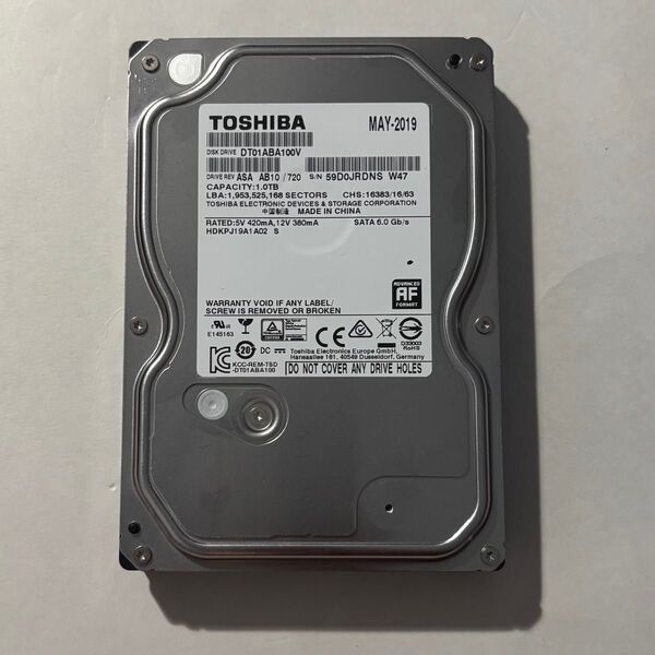 TOSHIBA 内蔵HDD DT01ABA100V 正常品 AVコマンド対応 1TB 1000GB
