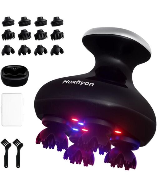 【試用のみ美品】ヘッドスパ 電動頭皮ブラシ 頭皮エステ スカルプケア 顔全身適用 赤/青LED 3D振動 頭皮洗浄 IPX7防水
