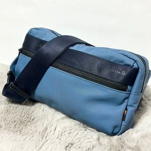 未使用級 ポールスミス ボディバッグ ウエストバッグ ブルー系 ナイロン メンズ クロスボディ ボディバッグ 斜め掛け