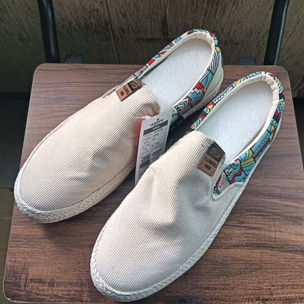 新品 27cm メンズ スリッポン ベージュ シューズ 靴 44 おしゃれ