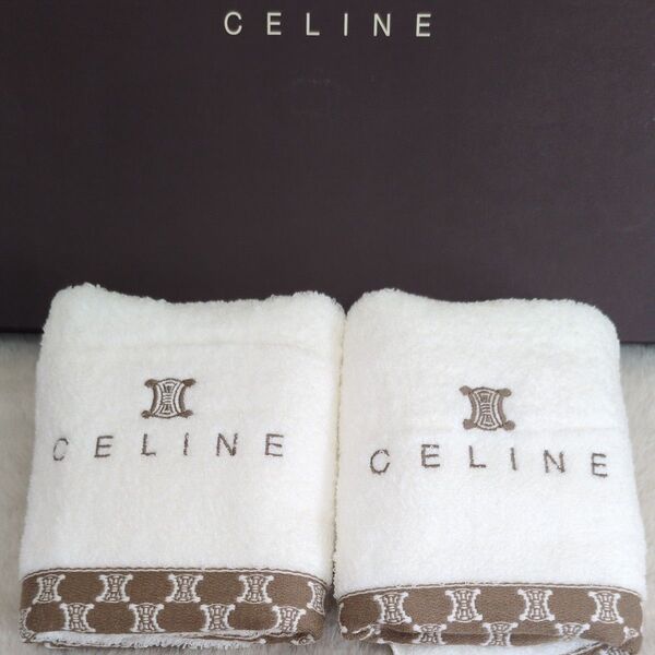 【お値下げ不可ですm(_ _)m】CELINEセリーヌ フェイスタオル2枚 マカダム柄 ブランドタオル(箱無し)