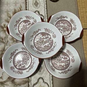 未使用品 グラタン皿 5枚セット ホワイト ブラウン アンティーク 食器 プレート