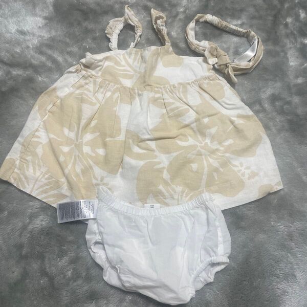baby GAP ブルマヘッドドレス付きワンピース ハイビスカス柄 70cm 女の子