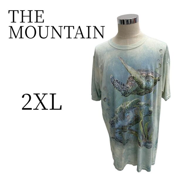 ★美品 THE MOUNTAIN ザマウンテン 水色 半袖 ウミガメ Tシャツ 2XL(3L)