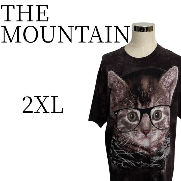★美品 THE MOUNTAIN ザマウンテン 黒 半袖 ネコ プリントTシャツ・カットソー トップス 2XL(3L)