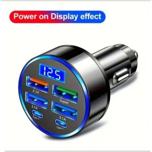 【即日発送】カーチャージャー シガーソケットLED電圧表示 車載充電器 4ポート typeC 急速充電