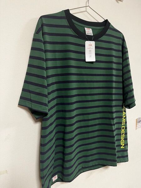 TIGORA×BEAMS DESIGN 半袖 ボーダー Tシャツ クルーネック L グリーン カットソー