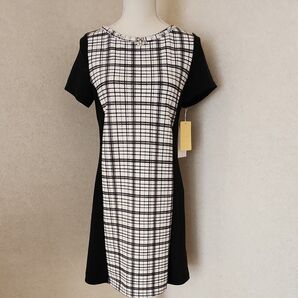 ワンピース チェック柄 ビジュー モノトーン レディース 新品