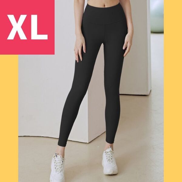 ヨガパンツ レギンス ハイウエスト XL ストレッチ トレーニングウェア 黒