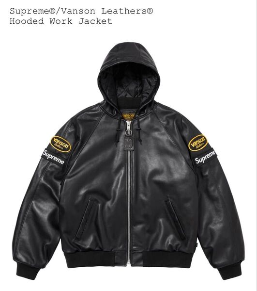 Supreme Vanson Leathers Hooded Work Jacket Black XXL box north