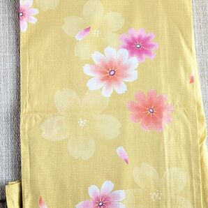 浴衣 レディース 薄手生地 花柄 コスモス イエロー
