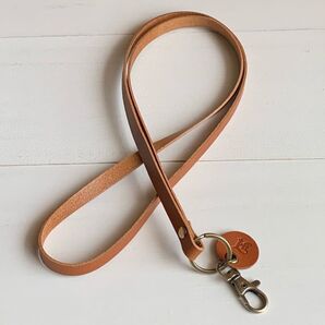 A ネックストラップ 丸カンあり 栃木レザー ハンドメイド 牛革 スマホストラップ