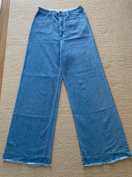 ★未使用・新品★ ナノユニバース リネン混 デニム ワイド パンツ サイズ36 ライトブルー