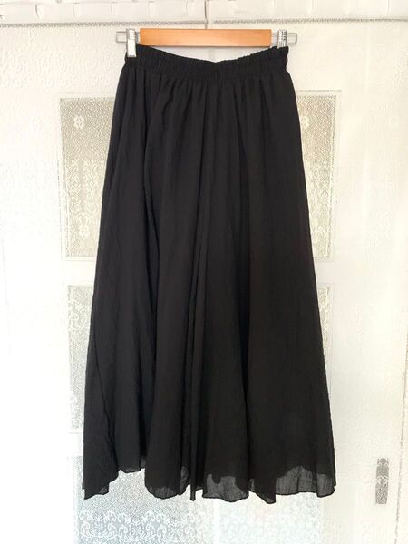 ★新品同様・試着のみ★ KHARISANGEL ガーゼ素材 ガウチョ パンツ ワイド ゆったり 涼しく ウエストゴム ブラック