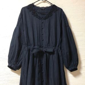 INGEBORG インゲボルグ 2021年製 ペイズリー刺繍 紺色 ネイビー ワンピース