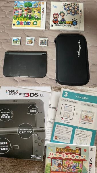 【カセット3本+ケース付き】new Nintendo 3DS LL メタリックブラック