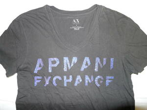 ★大幅値下げ！ラメ ロゴ柄★JPN正規品★A/X アルマーニ EX★V襟 短袖 Tシャツ S～M★