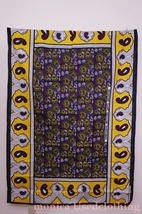 MF016◆ビンテージ アフリカン ファブリック 民芸品 リメイク DIY デッドストック 黄×紫 約112×163cm_画像1