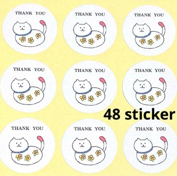 サンキューシール ねこ 48枚 シール