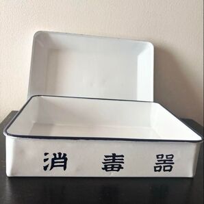 ホーロー 消毒器 STERILZER 野田琺瑯 ホーローバット 琺瑯製品 インテリア 小物入 蚤の市 日本 昭和レトロ