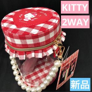 新品 ハローキティ チェック柄ポーチ 筒形クリアポーチ ACCESSORIES 小物入れ アクセサリーケース