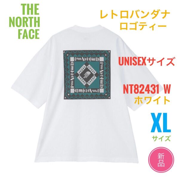 新品☆ノースフェイス レトロバンダナロゴ ティー Tシャツ XL ホワイト