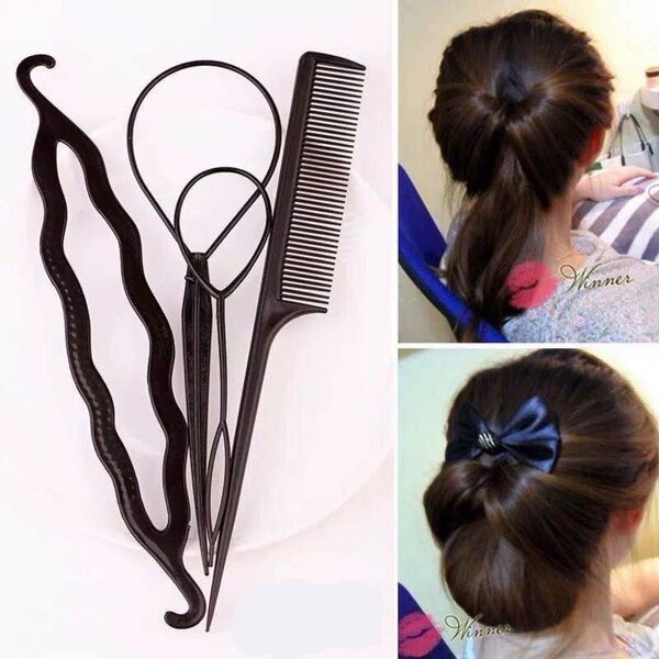 アレンジスティック4点セット くるりんぱ スティック 4本セット 簡単 ヘアアレンジ お団子 メーカー コーム