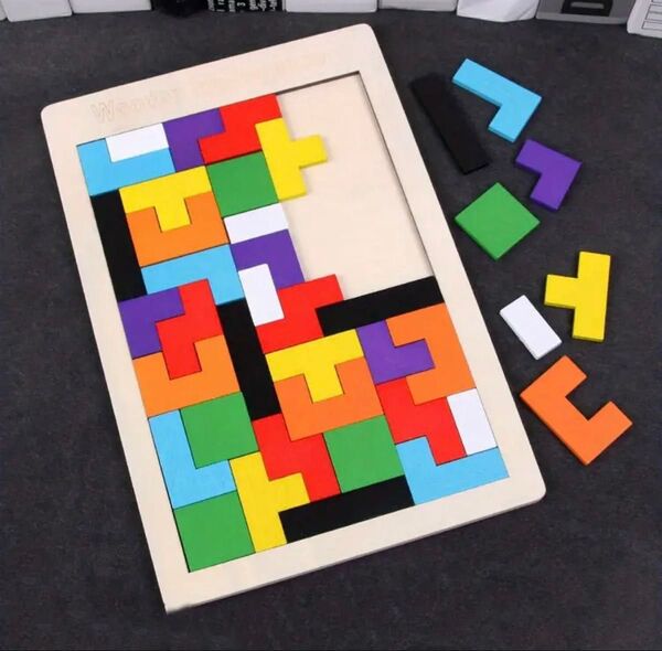 アート パズル テトリス 木製 知育 待ち時間 手遊び カラフル 新品