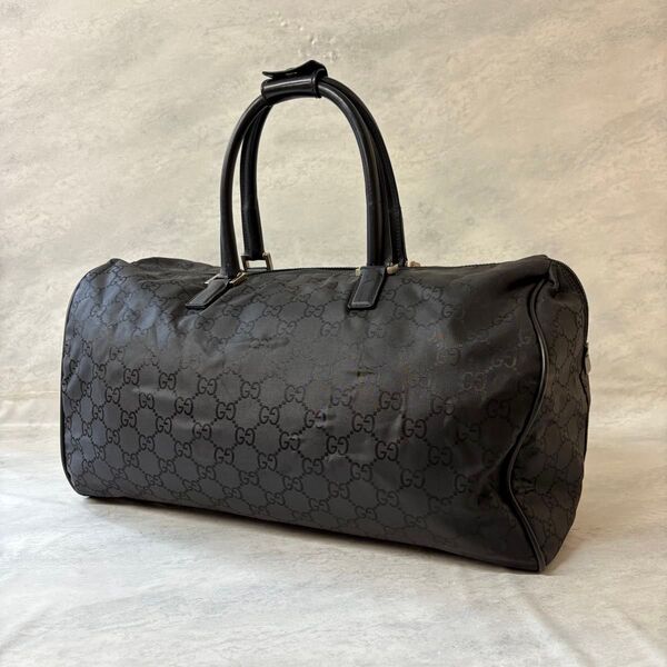 美品 GUCCI グッチ GG柄 ボストンバッグ ナイロン ブラック 大容量