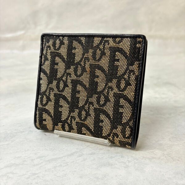 美品 Chistian Dior ディオールトロッター 二つ折り財布 ブラック