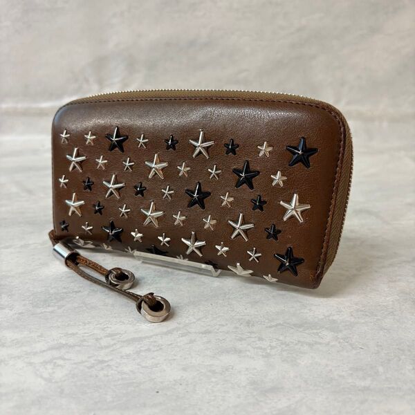 JIMMY CHOO ジミーチュウ スタースタッズ ラウンドファスナー 長財布 レザー ウォレット