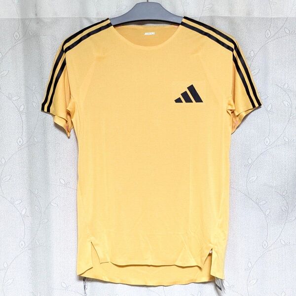 ■新品 adidas ADIZERO Pro Elite Promo Tシャツ 黄M アディゼロ プロエリート ランニング■