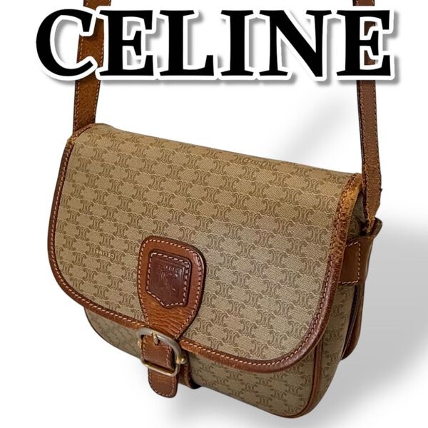 CELINE セリーヌ ショルダーバッグ マカダム柄 クロスボディ レザー 斜め掛け DM91 レディース ヴィンテージ