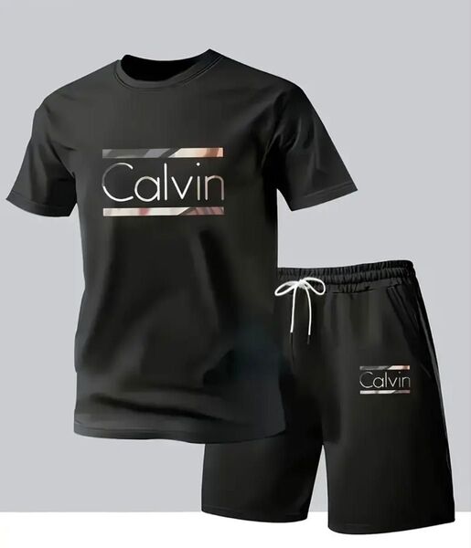 【Calvin セットアップ】半袖シャツ ショートパンツ XLサイズ ルームウェア スポーツウェア セットアップ上下
