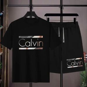 【Calvinロゴ セットアップ】Tシャツ ショートパンツ セットアップ 半袖 XL スポーツウェア